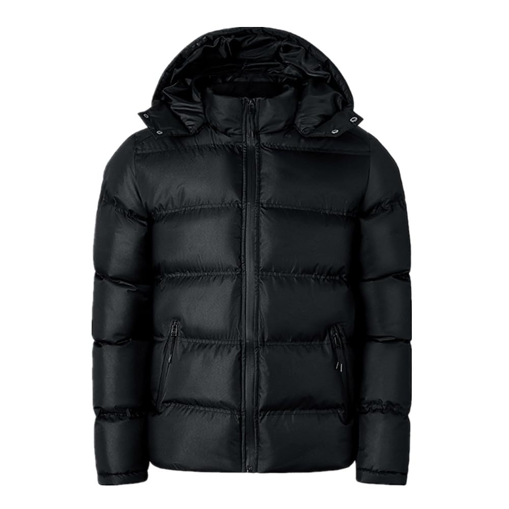 BININBOX Piumino da uomo leggero con cappuccio con colletto alla coreana lucido piumino spesso invernale parka