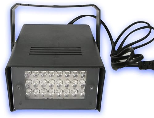 Vista 8 de Mini luz estroboscópica blanca para escenario con 24 LED súper brillantes de velocidad ajustable, luz de flash para fiestas de baile, ideal
