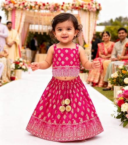 Image of Chandrakala Kids Lehenga Choli Set for Girls (KL120-P)