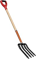 Idzo 4-Tine Heavy Duty Garden Pitchfork with 45-Inch Wooden Handle - Steel Digging Fork for Soil, Compost, Manure & Potatoes