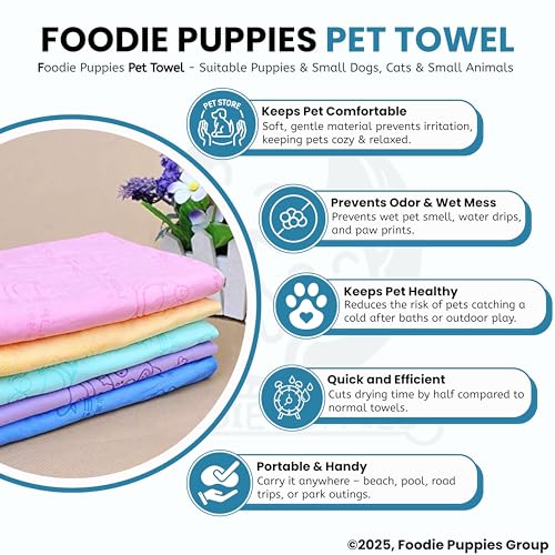 Image of Foodie Puppies Pet Bath Ultra-Absorbent & Machine Washable Towel | Suitable for Small, Medium Large Dogs and Cats (Pack of One) - Color May Vary