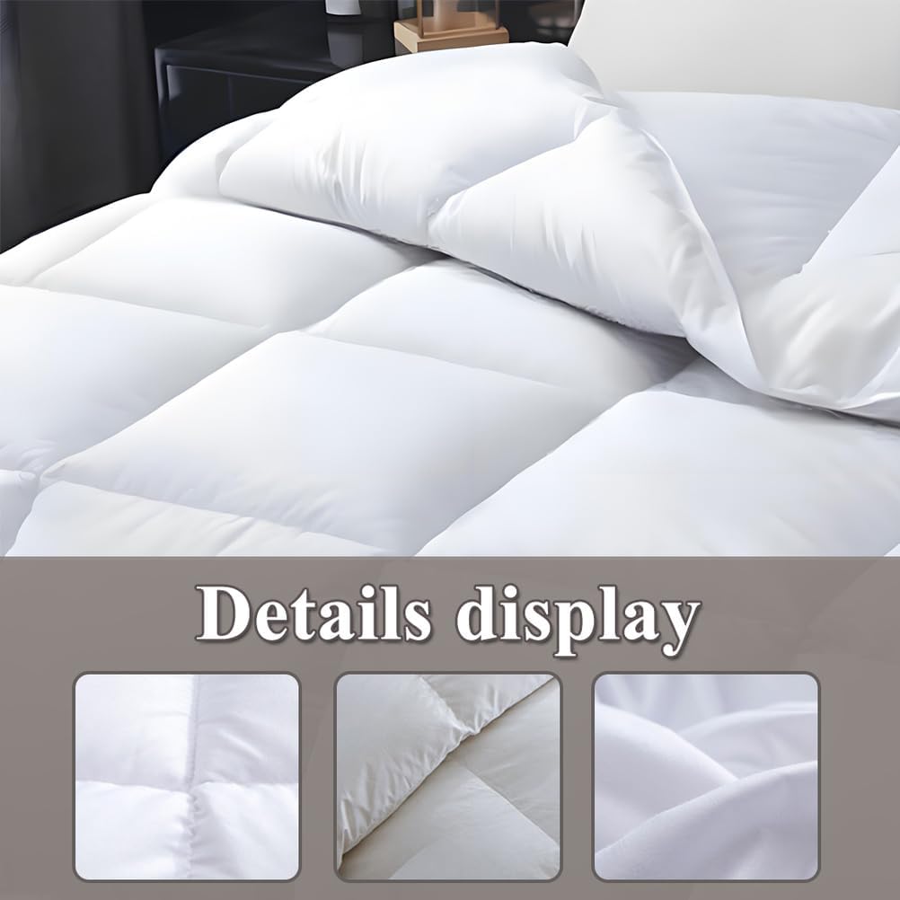 Comfortable Down Comforter Queen Quilted Quilt Cover Four Seasons Down Comforter Bedding Hotel Medium Warmth White Cotton,White,Queen(78.74"×90.55")