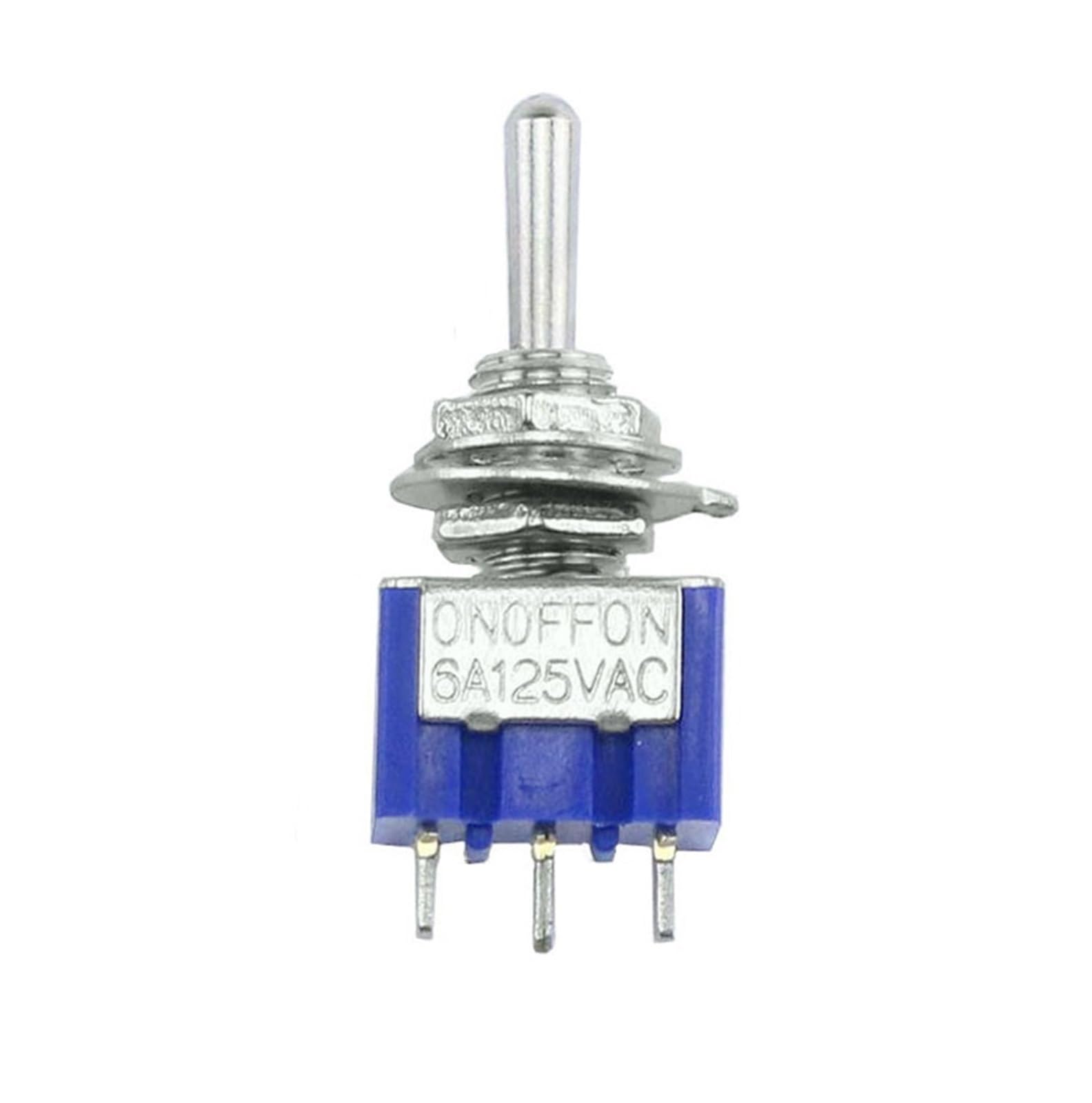 10 sztuk przełączników kołyskowych MTS-103 on/Off/on PDT MTS-102 on//on 3-pinowy 6 A 125 V AC/3 A 250 V AC, mini przełącznik dźwigni, niebieski S(MTS-102)