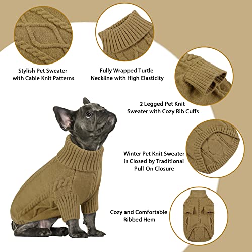 Queenmore Dog Jumper, Knitted Turtleneck Sweater for Small Dogs Cats, Clothes Outfit for Dachshund Chihuahua, Sausage Dog - Image 2