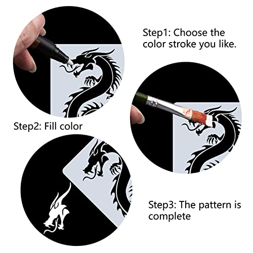 GORGECRAFT Dragons Stencils Templates 30x30cm Double Dragons Pattern Large Reusable Plastic Square Stencils Sign for Painting on Wood Wall Scrapbook Card Floor Drawing DIY Decor Crafts - Image 4