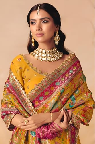 Generic yellow banarasi silk saree – image 3
