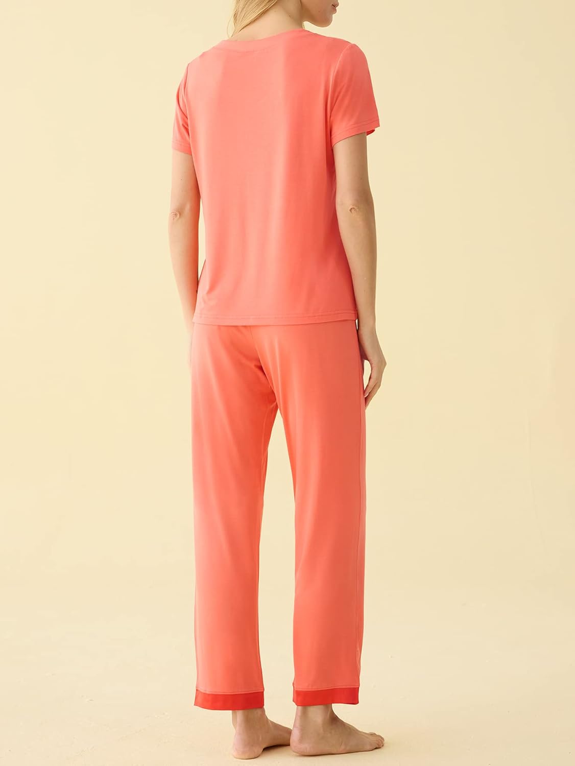 Latuza Women's V-neck Sleepwear Short Sleeves Top with Pants Pajama Set - Image 4