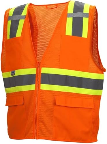 Miniatura 7 de Pyramex Hi-Viz - Chaleco de seguridad de malla con cinta reflectante en contraste, color lima, talla XL