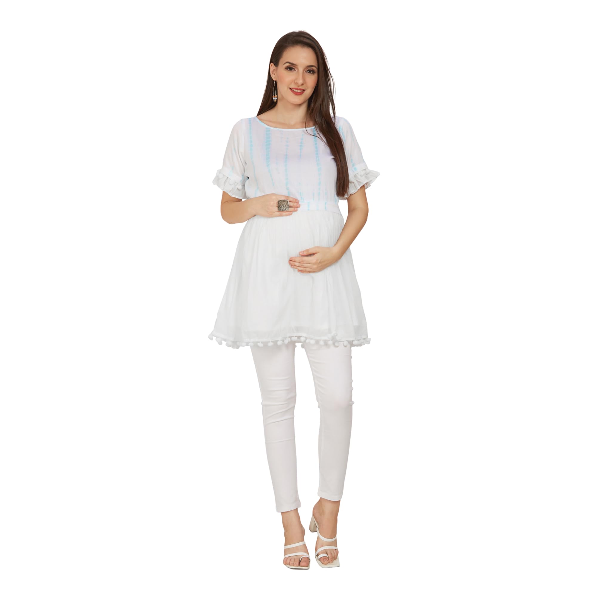 Sky Blue Empire Maternity Dress-picture-55