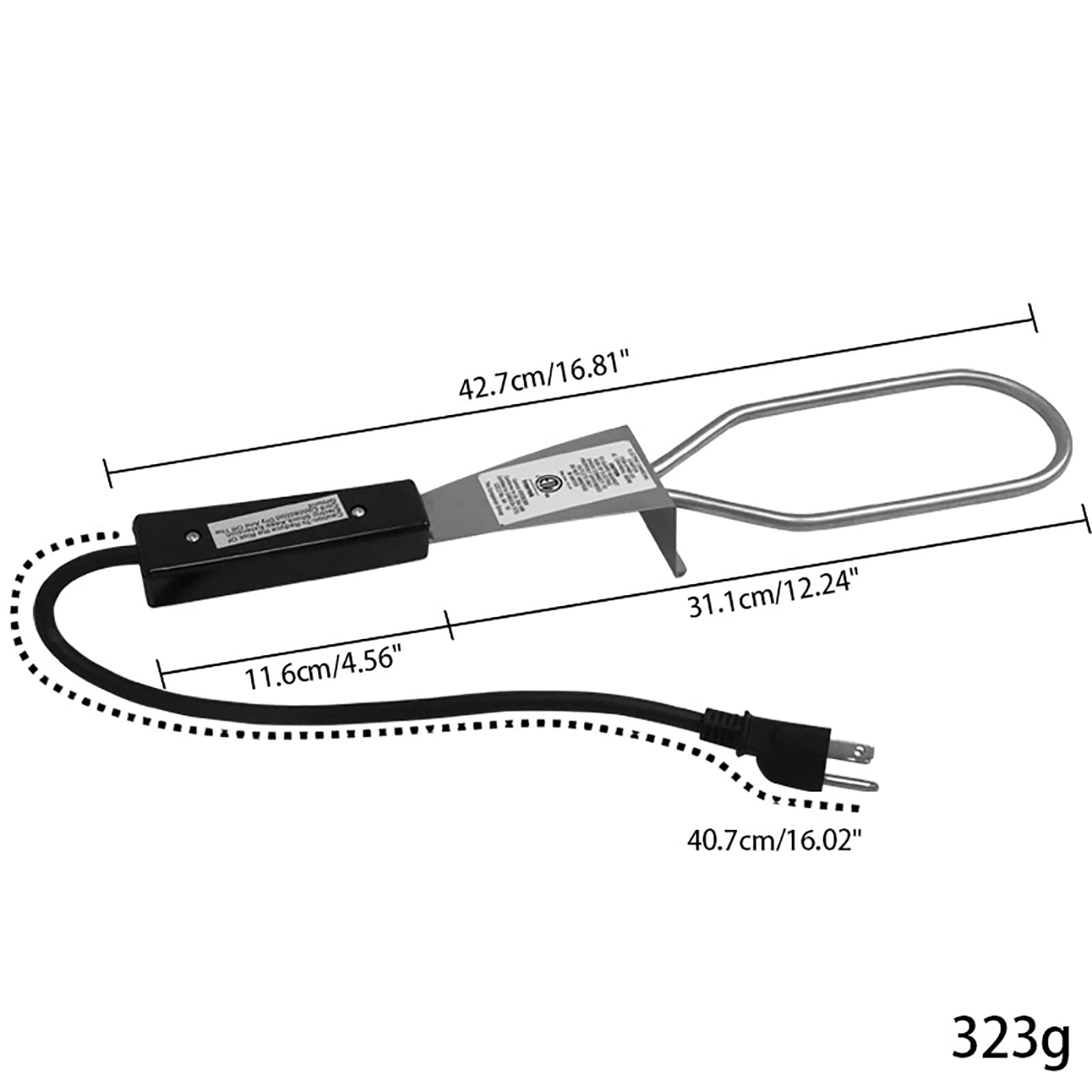Arrancador de carbón eléctrico, 600 W Premium para barbacoa, chimenea, encendedor de carbón, briquetas de encendido fácil y rápido, elementos de bobinas de acero inoxidable 304, cable de 16 pulgadas