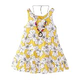 Sommerkleider Kinderbekleidung Partykleid Babykleidung Pwtchenty Prinzessin Kleid Mädchen Sommer Kurzarm Blumendruck Kleid+ Halskette Strampler Overall Outfits Set