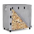 OutdoorLines Waterproof Firewood Rack Cover 4FT, Grey, 420D Oxford Fabric Firewood Log Storage Covering for Patio Logs Holder(Only Cover, No Rack)