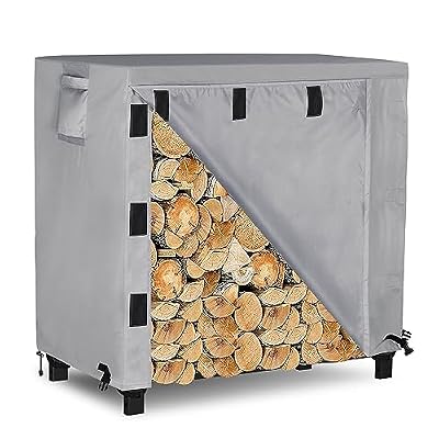 OutdoorLines Waterproof Firewood Rack Cover 4FT, Grey, 420D Oxford Fabric Firewood Log Storage Covering for Patio Logs Holder(Only Cover, No Rack)
