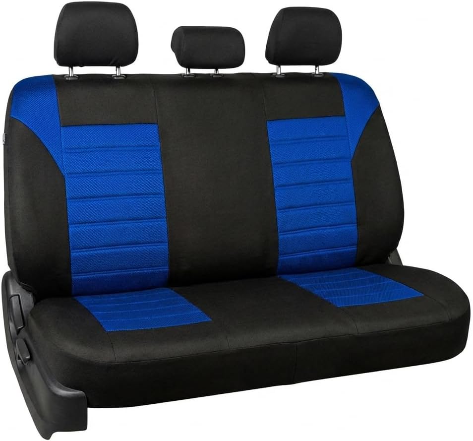 FH Group Automotive Car Seat Covers Rear Set Premium 3D Air Mesh Seat Covers, Airbag Compatible and Split Bench Cover Universal Fit Interior Accessories for Cars Trucks and SUVs - Blue