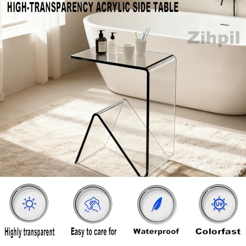 Table d'appoint en acrylique pour petit espace, bout de canapé Slish bleu - 7