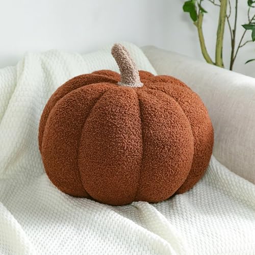 Kürbis Kissen, 3D Plüsch Kürbis Dekokissen, Herbstdeko Kürbis Zierkissen Sofakissen Kürbisform, Halloween Deko Aesthetic Kürbis Sofa Dekoration, Herbst Kissen für Schlafzimmer