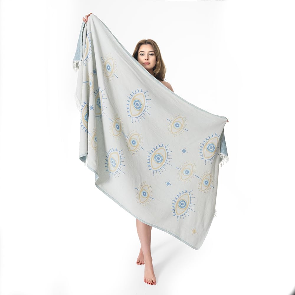 Turkish Beach Towel - Sand Free - 100% Organic Turkish Cotton Yarn - Quick Dry Towel for Beach, Picnic, Blanket or Bath Towel - As Seen on Shark Tank with Premium Beach Bag