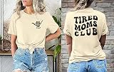 Mama Shirts for Women: Tired Moms Club Tshirt Mom Life Letter Printed Casual Short Sleeve Tee Tops Apricot