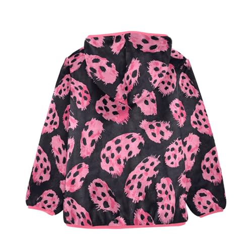 Pink Blocks Black Spotted Girls Fleece Jacket Girls Fall Jacket Girl Coats Zip Up Hoodie Children Sherpa Warm Outerwear 2-10T2