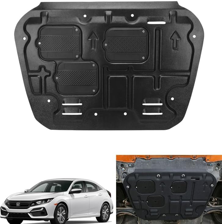 Front Engine Splash Shield Compatible with 2016 2017 2018 2019 2020 H0nda Civic Auto DX EX-L EX LX Sport Plastic Steel Engine Under Cover Mudguard