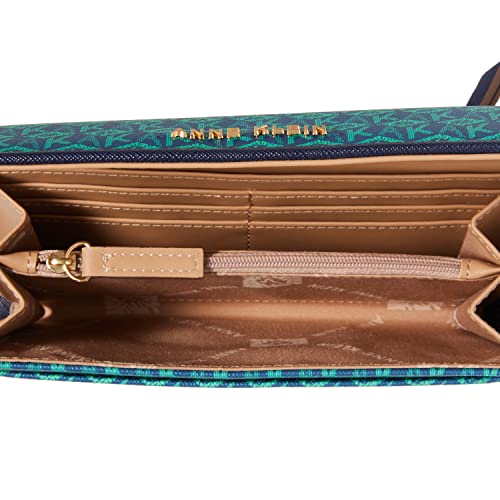 Anne Klein Womens AK Cube Logo Flap Wallet, Distant Mountain- Clover/Distant Mountain4