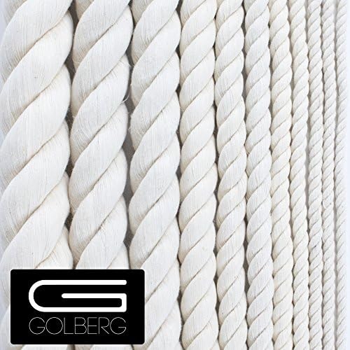 GOLBERG Twisted 100% Natural Cotton Rope - White Cotton Rope - (1/2 Inch x 100 Feet)