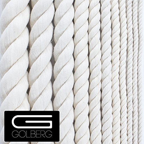 GOLBERG Twisted 100% Natural Cotton Rope - White Cotton Rope - (1.5 Inch x 25 Feet) - Thumbnail 3