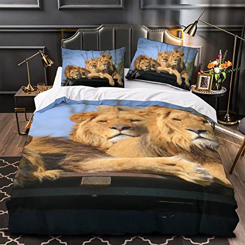 Housse de couette lion 3D haute définition pour un lit simple moderne