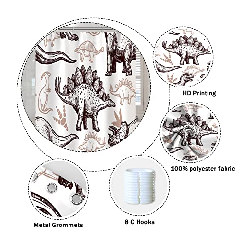 Umpoo Dinosaur World Bathroom Shower Curtain - Various Dinosaurs Sketch Pattern Tan Waterproof Polyester Shower Curtain for Kids Boys Bath Decorative, 48x72 Inch by Umpoo - Image 5