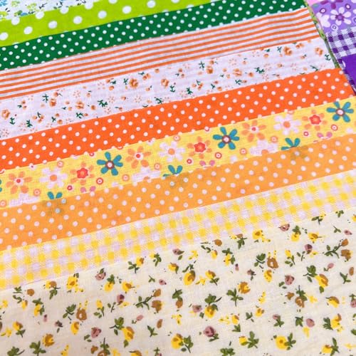 Image of Cotton Fabric DIY Making Supplies Quilting Patchwork Fabric Fat Quarter Bundles DIY for Quilting Cotton Patchwork Cushions (Pink /Purple, 9.8 inch x 9.8 inch)