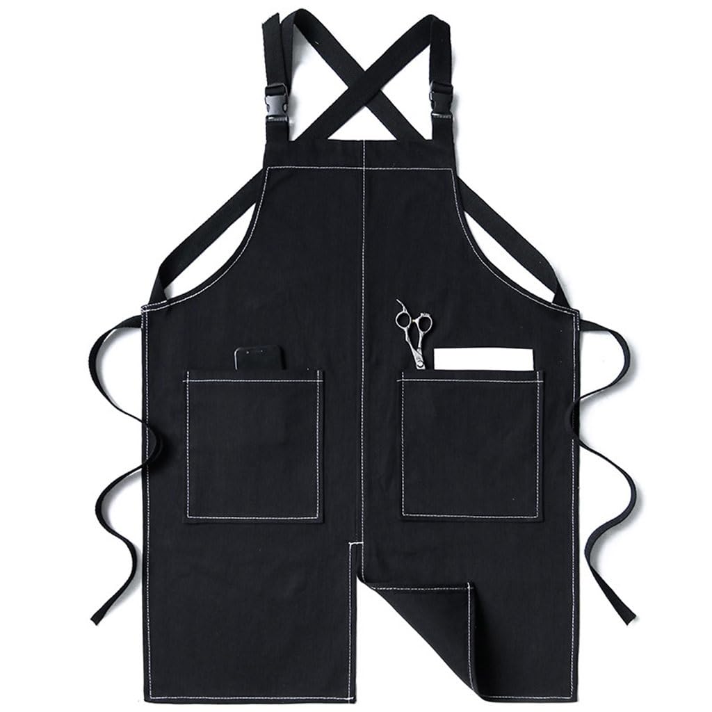 Delantal para hombres y mujeres, tienda de té con leche, estilista, bar, restaurante, panadería floral, camarero, overol de mezclilla, D, Talla única