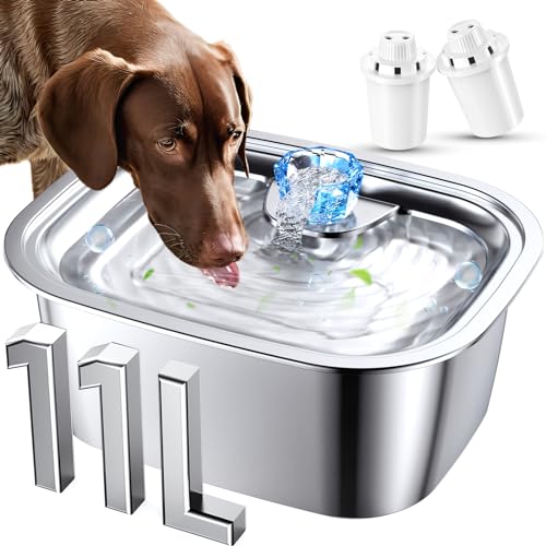 Stainless Steel Dog Water Fountain,3 Gallon Large Pet Water Fountains for Dogs and Cats, 11L /386oz Dog Water Bowl Dispenser w/Filter Drinking Bowls Indoor, Cat Founatin Quiet Pump, Easy to Use Stainless Steel Dog Water Fountain,3 Gallon Large Pet Water Fountains for Dogs and Cats, 11L /386oz Dog Water Bowl Dispenser w/Filter Drinking Bowls Indoor, Cat Founatin Quiet Pump, Easy to Use