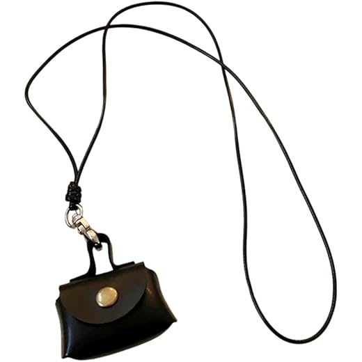 Hanging Neck Pouch Earbud Case Portable Black