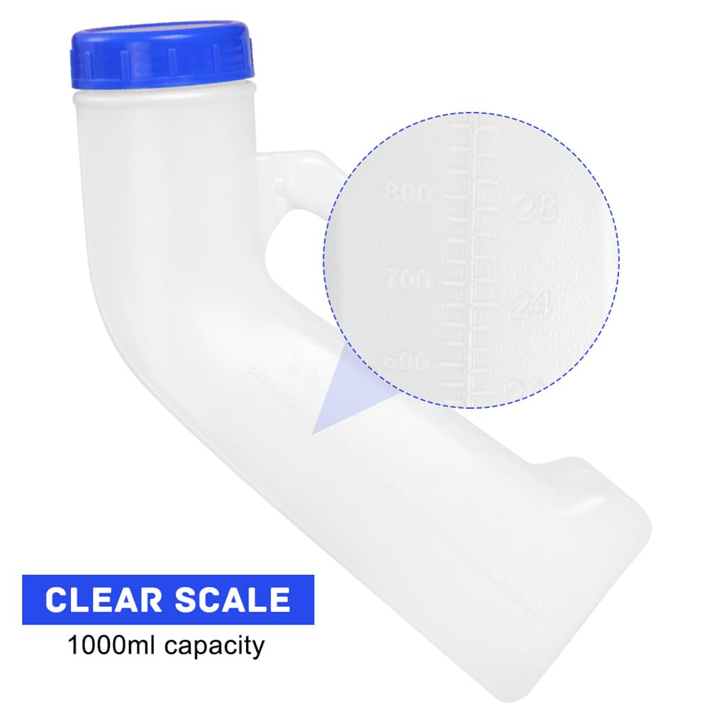 Bottiglia per Urina da Uomo, Grande, Apribile, con Tubo Lungo, da 2000 Ml, Portatile, per Viaggiare (WHITE