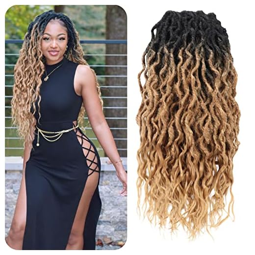 Goddess Faux Locs Crochet Hair for Black Women,24 Inches 6 Packs Ombre Blonde, Soft Pre looped Wavy Dreadlocks with Curly Ends Crochet Hair