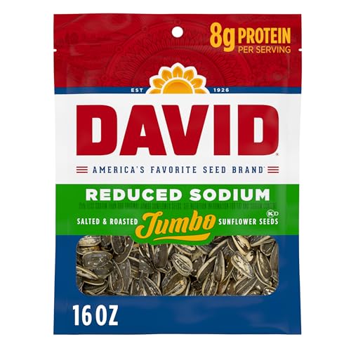 DAVID Reduced Sodium Sunflower Seeds, Original Flavor, 16 oz.