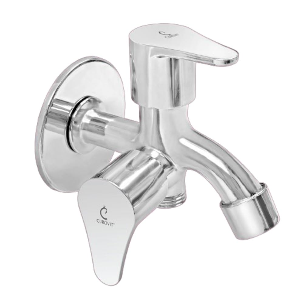 CUROVIT Torreno ZINC ALLOY Wall Mounted 2 in 1 Bib Cock Silver in Color Chrome Finish with Wall Flange Use with Hand Shower & Health Faucet in Bathroom (B0CPLT6FJY) Amazon Price History, Amazon Price Tracker