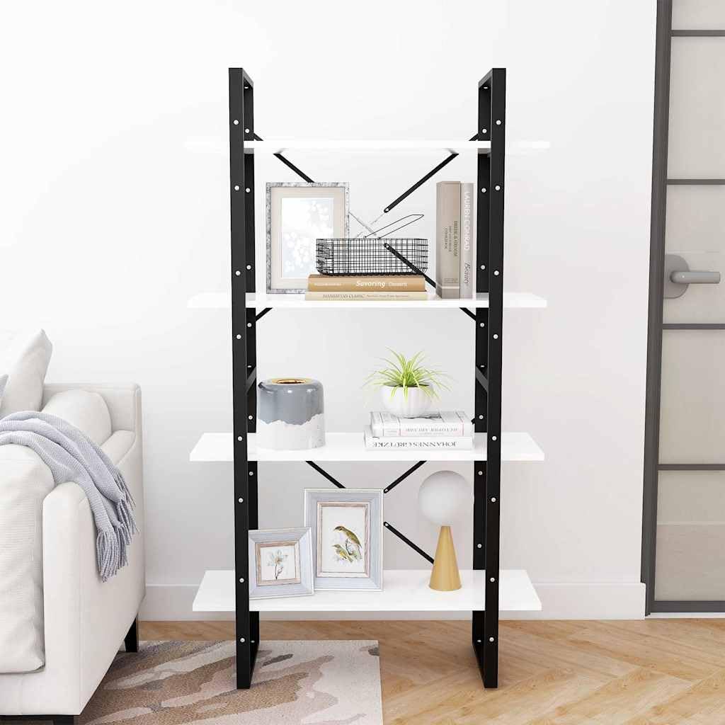 Libreria a 4 scomparti, in legno e metallo, 80 x 30 x 140 cm, con spazio, versatile come divisorio, scaffale per ufficio o soggiorno, salvaspazio e facile da pulire