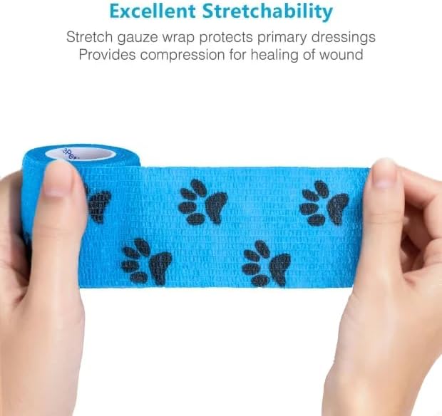 WePet Self-Adhesive Pet Wrap 6 Rolls 2 Inch for Dog Cat Horse Bird Animal Wounds