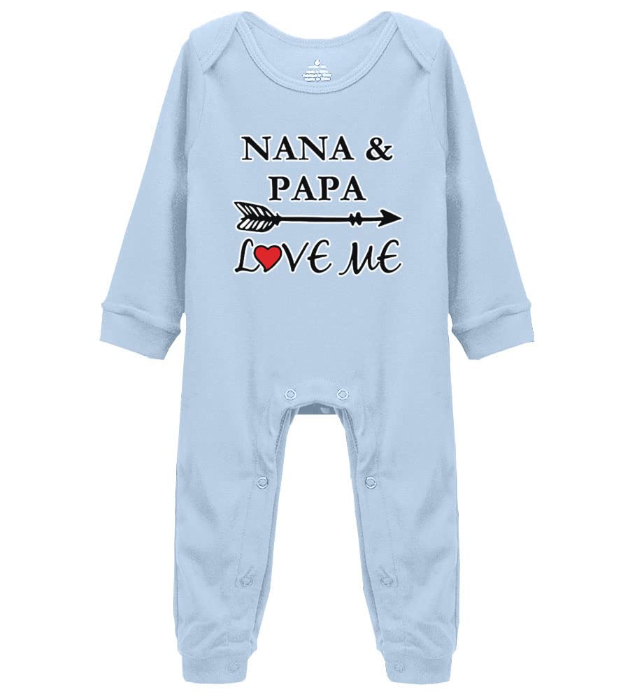 Poemsimai Nana and Papa Love Me Unisex Baby Footed Bodysuit Cartoon Bodysuit Playsuit K-Blue