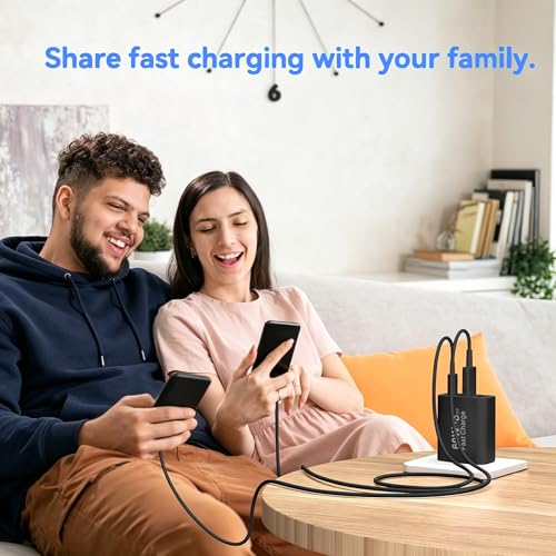 Image of USB C Charging Block,60W 4-Port USBC Wall Fast Charger Block,Type C Charger Fast Charging Brick,Multiport Charger Plug Power Adapter for iPhone 17 /Air /16 /15 /14 /13 /12 /11 Pro Max,iPad Pro /Air /Mini-Black