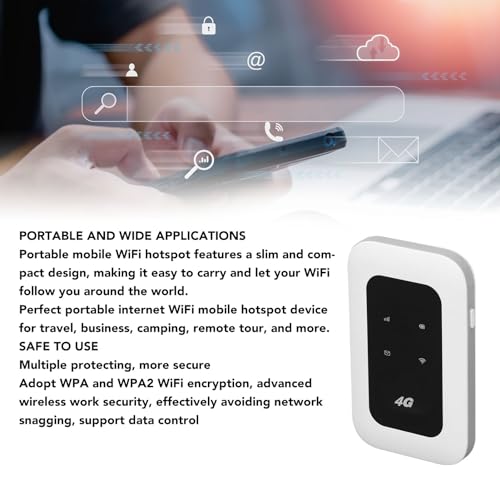 Image of 4G LTE Mobile Hotspot, 150Mbps Portable WiFi Router, 10 User Support, 2100mAh Travel Hotspot for Laptop Car Camping