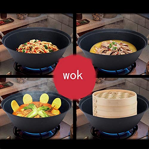 Wok sin tapa antiadherente de hierro 36 cm negro miniatura 5