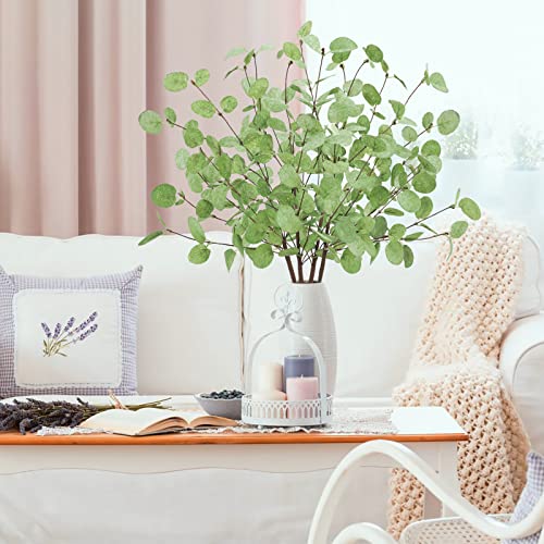 Ruidazon 4 Pcs Artificial Eucalyptus Stems Leaves, 26.3" Real Touch Leaf Faux Tall Greenery Branches For Vase Wedding Bouquet Centerpiece Flower Arrangement Home Office Spring Decoration #TOP6