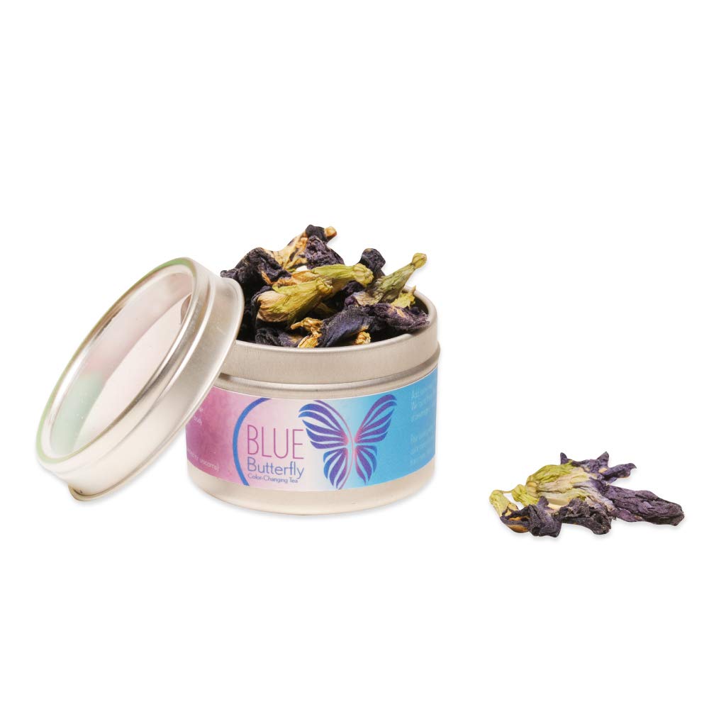 Anti-aging Color Changing Blue Butterfly Tea | 100% Pesticide Free, Nontoxic, GMO-Free, Healthy | Premium Quality and Carefully Selected | Packed in a Reusable Metal Tin | Perfect for Baking, Cooking