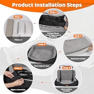   Dog-Car-Seat-Pet-Car-Seat-with-Storage-Pockets-and-Clip-On-Safety-Leash-Washable-Coral-Fleece-Dog-Booster-Seat-Travel-Dog-Car-Bed-for-Large-Dogs-70-Lbs-or-2-Medium-Small-Dogs-Grey