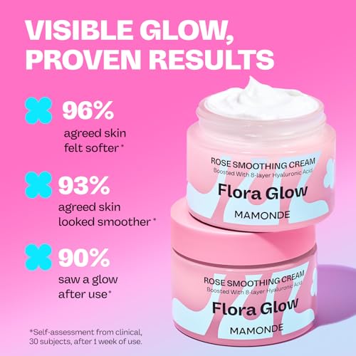 Image of MAMONDE Flora Glow Rose Cream Face Moisturizer | Hydrating, Smoothing Korean Moisturizer with Peptide & Hyaluronic Acid For Korean Glass Skin | For All Skin Types