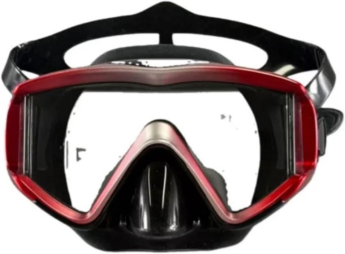 Compatible for Large-Frame Diving mask with Three-Way Mirror Anti-Fog Swimming Goggles with Nose Protection Adult Resin