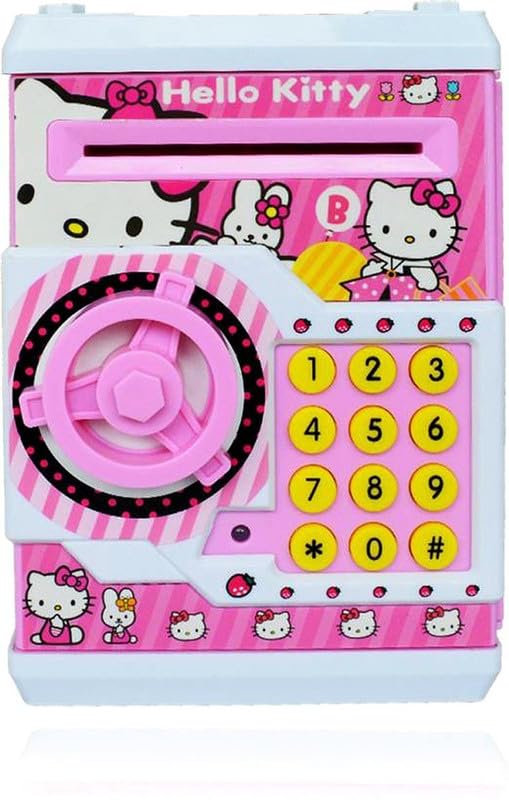 Hello Kitty Piggy Bank with Security Code for Kids – Electronic Coin Bank with Changeable Code, Flashing Lights, Sound Alerts, Pink Money Saver Toy-image-4