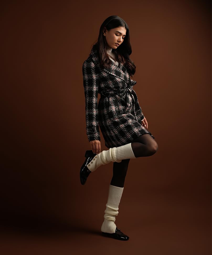 Image of Theater Women Ribbed Knit Leg Warmer - Cream | Soft Stretchable Acrylic Blend | Cozy Layer Over Boots & Tights | Free Size Winter Accessory